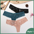 3 Pcs Woman Panties Sexy Lace Thong Underwear Lingerie Female T-back Temptation Low Waist Women Transparent G String