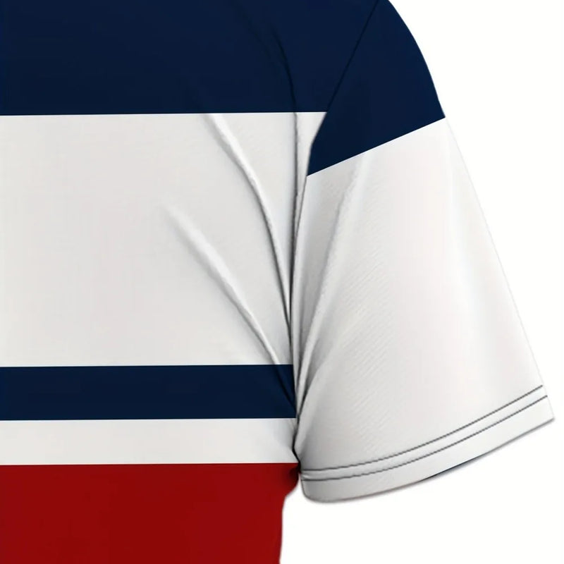 Summer Men's New Spliced Printed Pattern Breathable Round Neck T - Shirt and Shorts Outdoor Skin Friendly - View 4 | SAMAG