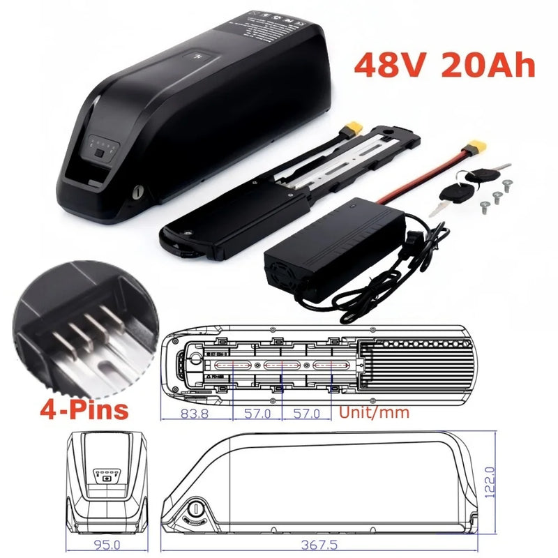 36V 48V 15Ah 20Ah Hailong Li-ion EBike Battery for 1000W 750W 500W Motor, 18650 Pack,Long Range Bicycle Battery,Fast Shipping