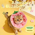 Cartoon Cat Elizabeth Collar Strawberry Bees Cat Neck Protective Circle Breathable Anti-Scratch Cat Dog Grooming Cover