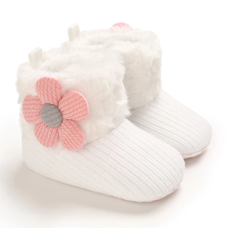 2022 Baby Autumn Winter Boots Baby Girl Boys Winter Warm Shoes Solid Fashion Toddler Fuzzy Balls First Walkers Kid Shoes 0-18M