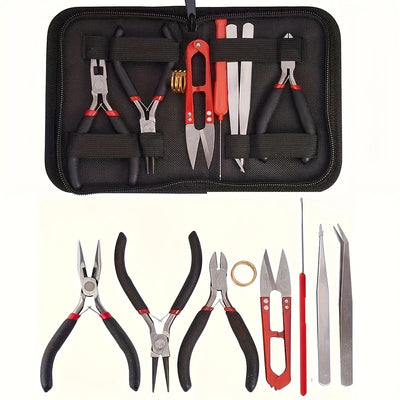 DIY Jewelry Making Tool Set 8pcs Handmade Pliers, Scissor, Tweezers, Jump Ring Opener, Suitable For Pracise | SAMAG