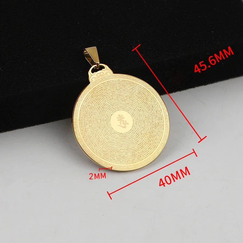 Vintage Stainless Steel Buddha Plaque Scripture Necklace Shurangama Mantra Tibetan Buddhist Vow Talisman Religious Party Jewelry