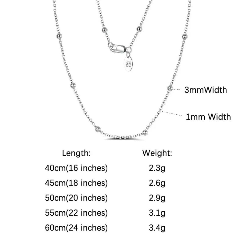 ORSA JEWELS 100% 925 Sterling Silver Link Chain Necklaces Minimalism Snake/Paperclip/Box/Figaro/Chopin/Cuban Chains 40-60cm