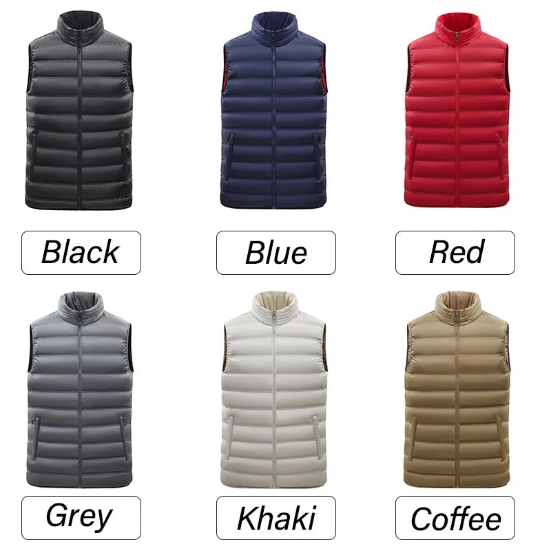 Men Autumn Casual Sleeveless Vests Jacket Mens Winter Warm Thicken Waistcoat  Men Fashion Waterproof Outwear Vest Jackets Male