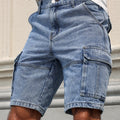 Men's Summer Blue Regular Denim Shorts. Multi-Pocket | SAMAG