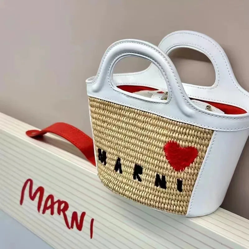 Elegant Mini Tote Bag with Leather Edges & Unique Cutout Handle