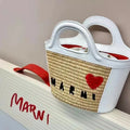 Elegant Mini Tote Bag with Leather Edges & Unique Cutout Handle