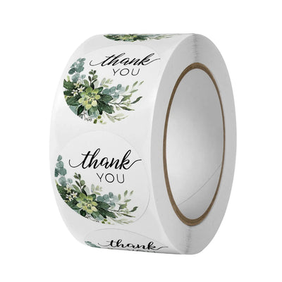 /roll 1 inch Green Floral Thank You Stickers for Gift | SAMAG