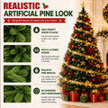Pre-Decorated Christmas Tree Red Baubles Golden Ribbons Poinsettia Flowers Easy Assembly Xmas Pine Tree for Home Holiday Decor