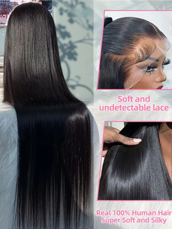 40 46 Inch 13x4 13x6 Transparent Lace Front Human Hair Brazilian Wigs Pre Plucked Straight 360 Full Lace Front Wigs For Women