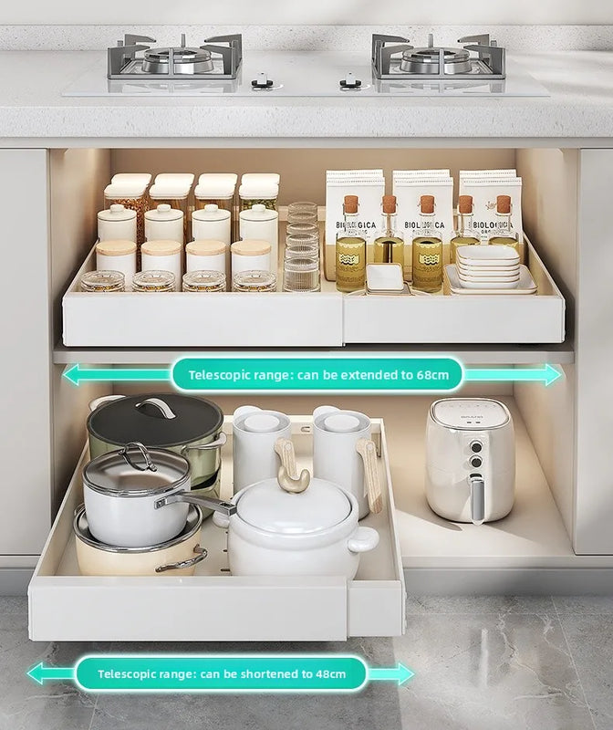 Oo Expandable Slide Cabinet Drawer Rack Multi - Purpose Kitchen Pot Pan Organizer Storage Shelf Pull - out - View 3 | SAMAG
