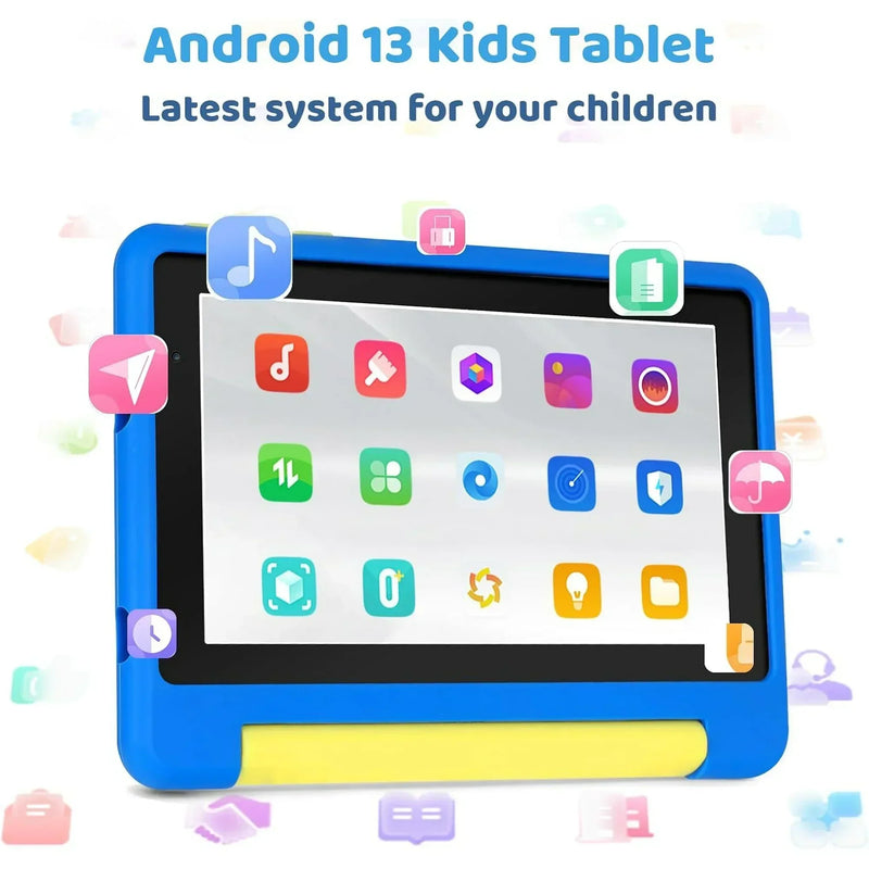 7 Inch Kids Tablet Android 13 8(2+6)GB RAM 64GB ROM Parental Control Dual Camera with Shockproof Case 2500mAh Kids Software