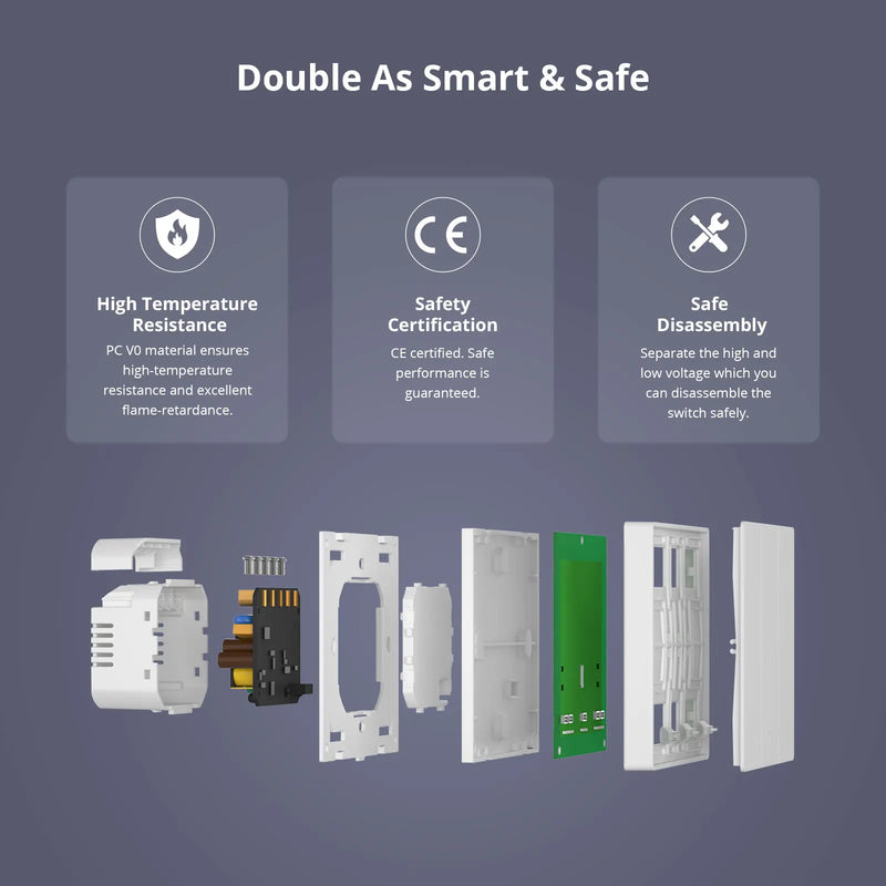 SONOFF M5 Matter Smart Wall Switch 80/86 Type Push Button Switch 1/2/3 Gang Switch Frame Work with Alexa Google Apple Home Alice