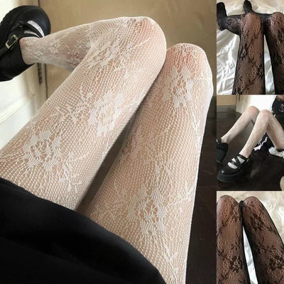 Hollowed Out Lace Mesh Pantyhose Floral Rattan Bottomed | SAMAG