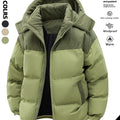 Men's Hooded Cotton Jacket, Thickeneded and Warm in Winter, Windproof and Cold-Resistant, Simple and Versatile for Work Clothing