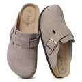 Asgard Women Suede Clogs Genuine Leather Mules Adjustable Buckle with Comfort Cork Footbed and Arch Support Aldult Potato Shoes