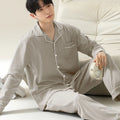 Men's 100% cotton long sleeved four season plus size men's sleepwear, teenage pure cotton home suit set for warmth