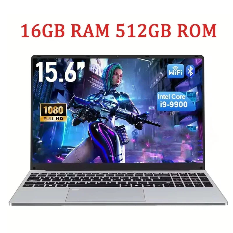 NEW 15.6inch Laptop Intel Core I9-9900 32GB 2TB Windows 11 Gaming Computer PC Gamer Office Ultra Slim Notebook 1920*1080 HD