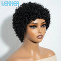 Lekker Black Short Pixie Cut Curly Bob 100% Human Hair Wigs For Women Brazilian Remy Hair Full Machine Made Glueless Daily Wigs