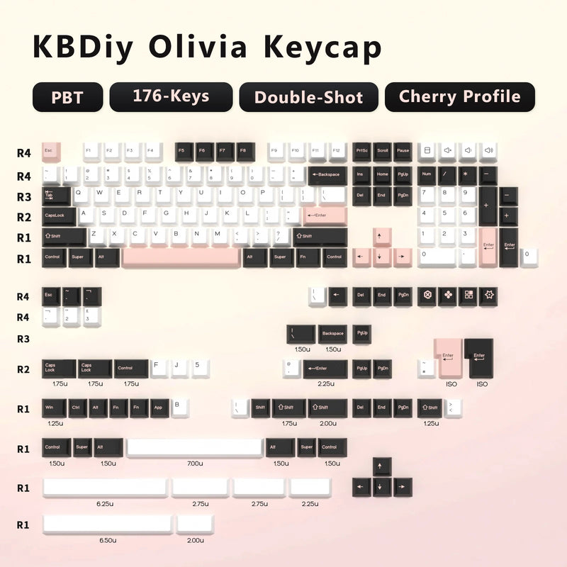 KBDiy GMK Blue Samurai Keycap Cherry Profile Double Shot PBT ISO Keycaps For Gamer Mechanical Keyboard Kit Gaming Point Key Cap