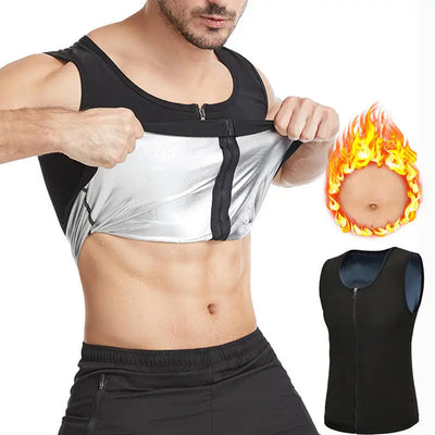 Men's Shapewear Zipper Coated Silver Vest Exercise | SAMAG