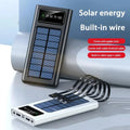 Portable Solar Charger Power Bank High Capacity External Rechargeable Solar Battery With 4 Cables For iPhone Samsung 2026