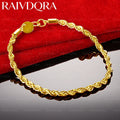 18K Gold Plated 4mm Rope Chain Bracelet For Women and Men Fashion Jewelry Party Engagement Wedding Accessories