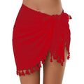 Women's Sarong Coverups Sexy Short Bathing Suit Chiffon Wrap Skirt Beach Swimsuit Cover Ups with Tassels Swimwear