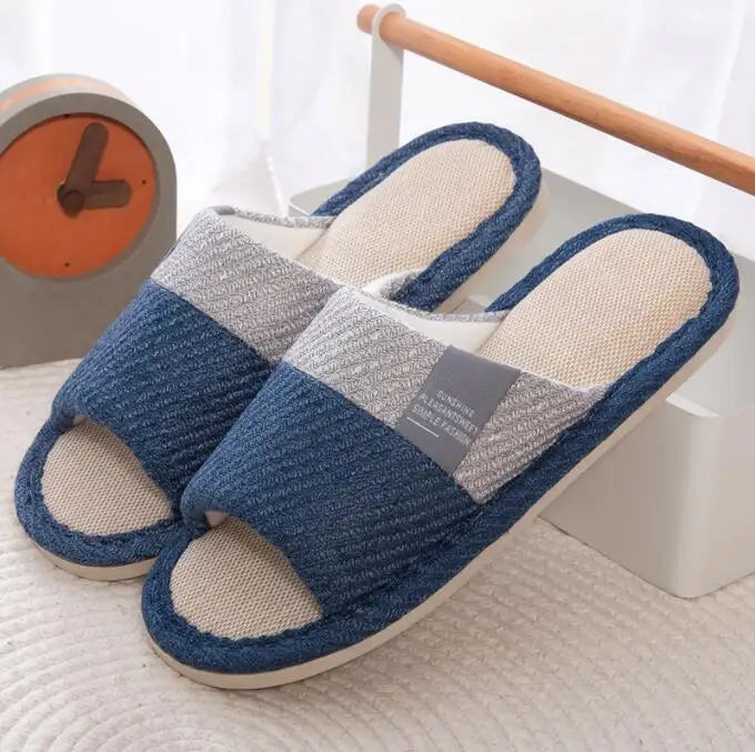 New Women Indoor Slippers Corduroy Floor Flat Shoes Comfort Anti-slip Home Linen Slipper Unisex Woman Men House Cotton Slides