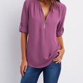 Women Cool Loose Shirt Deep V Neck Chiffon Fashion Blouse - View 18 | SAMAG