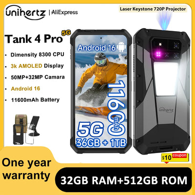 Unihertz by 8849 Tank 4 pro 5G Phone Built-in 720P | SAMAG