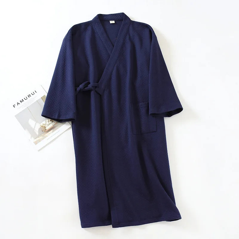 2026 Men's Casual Cotton Pajamas Dress Solid Warm Sleepwear Soft Loose Male Bath Robe Kimono Nightgown Home Clothes Men Robes