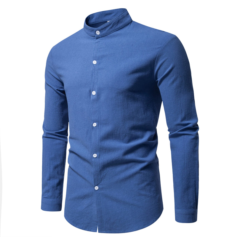 Spring Men's Long Sleeve Stand Collar Solid Color Casual | SAMAG