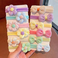 6pcs/Set Cute Children Hair Rope Bowknot Rubber Band Girl Baby Bow Flower Elastic Head Rope Hair Ring Accessories Wholesale