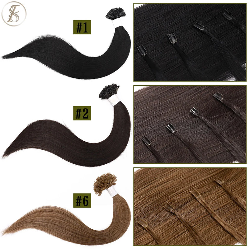 TESS U Tip Fusion Hair Extensions Microlink Keratin Hair Extensions 1g/pc Human Hair Capsules Pre Bonded Natural Hair Extensions