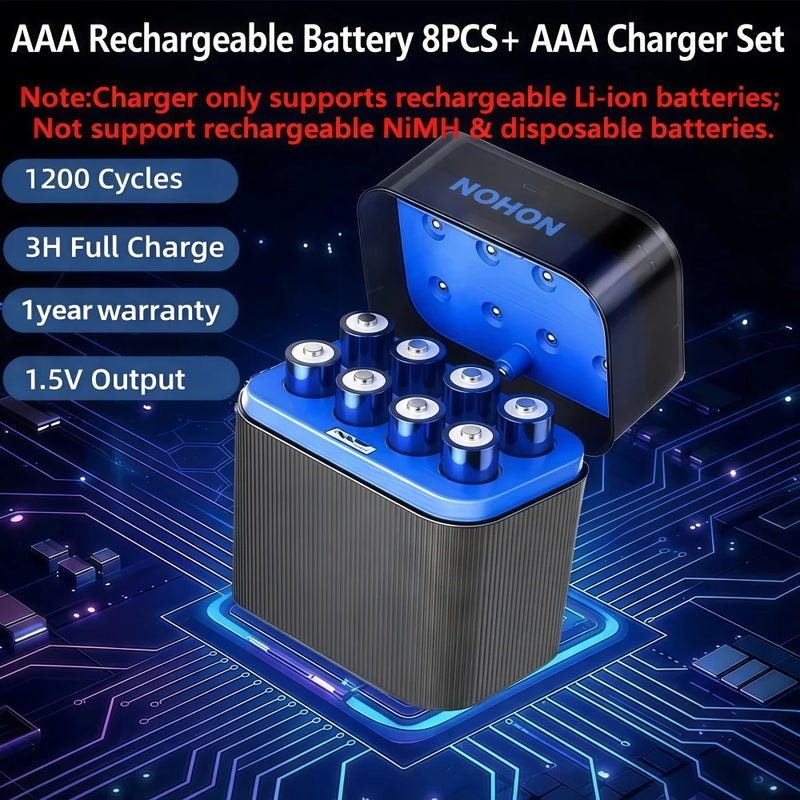 NOHON Rechargeable Lithium Battery AA 3600mWh/AAA 1300mWh Original Batteries High Capacity 1.5V Battery for Mouse Remote Control