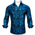 Luxury Silk Shirts for Men Long Sleeve Gold Black Floral | SAMAG