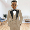 Black Suit for Boys Evening Party Tuxedo Kids Wedding Beaded Crystals Suit 3 Piece Boy Suit Jacket Pants Vest Formal Prom Dress