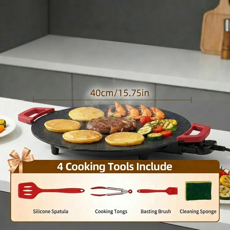 Camping Electric Griddle – Lightweight Portable Teppanyaki Grill, Smokeless & Nonstick, Adjustable Heat, Great for BBQ, Picnic, RV & Tailgating