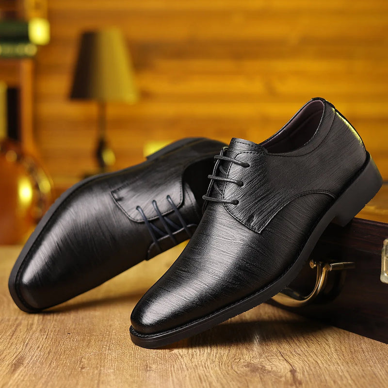 Men's business formal office leather shoes, large size 48 dress shoes, comfortable wedding casual leather shoes