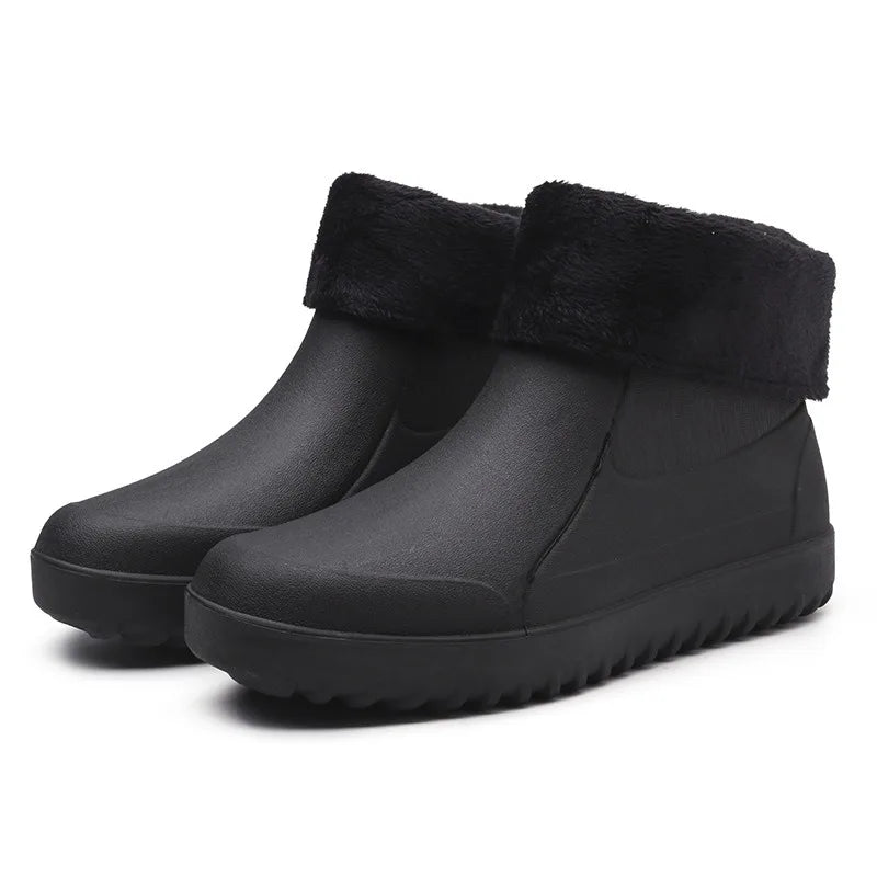 Men's Rain Boots Waterproof Rubber Shoes Outdoor Hiking Fishing Shoes PVC Kitchen Work Water Shoes Slip on Non-slip Ankle Boots