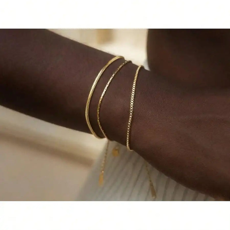 Dainty Gold/Silver Chain Bracelet Stack 14K Gold Plated Silver Bracelets For Men Stainless Steel Adjustable Cross Charm Cuban Link Bracelet Snake Jewelry To Men Dad Birthday Day