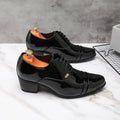 Premium Leather Men Shoes Slip On Loafers European Brand Business Casual Wedding Party Plaid Design Height Increasing