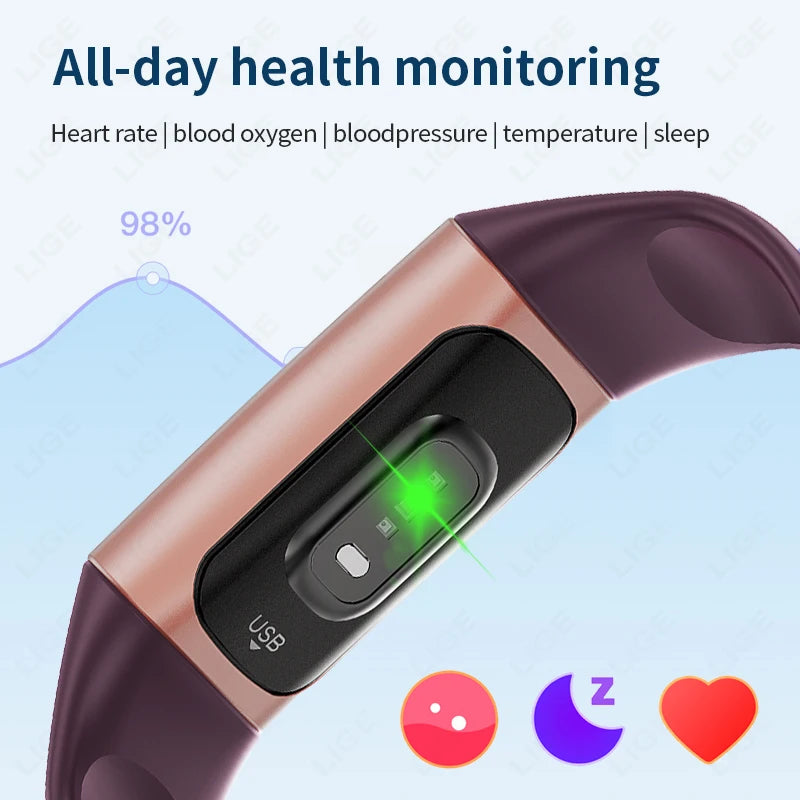 2026 Sport Smart Bracelet Fitness Tracker Health Monitor For Women Band Lightweight Waterproof Men's Smart Watch For Android Ios