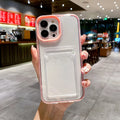 Simple Fashion Card Pocket Bag Colorful Bumper Phone Case For iPhone 16 17 Pro Max 15 14 13 12 11 16 Plus Air Clear Back Cover