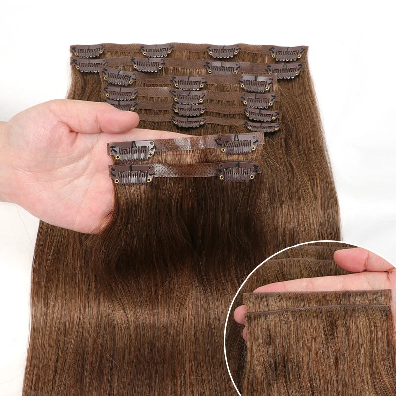 Clip in Hair Extensions 100% Real Human Hair, 12-24Inch 100-120g Clip in Extensions for Women, Invisible Straight Hair