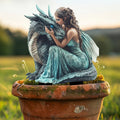 Dragon and Beautiful Fairy Garden Pile Outdoor Lawn Potted Plant Decorative Pot Ornament Beautification Props