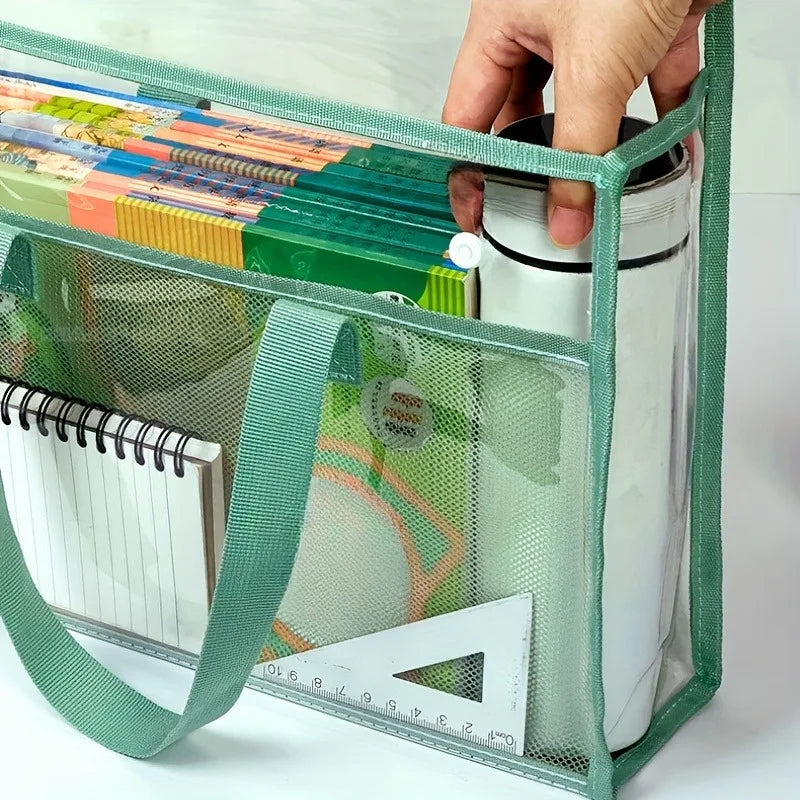 Large-capacity transparent file bags - Multi-pocket design, suitable for tablets, A4 paper and stationery, Back-to-School season