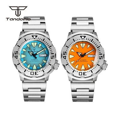 Tandorio Monster NH36A Mechanical Dive Automatic Men's Watch AR Sapphire 42mm 20BAR Steel Wristwatch Double Date | SAMAG